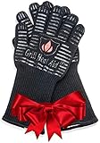 BBQ Gloves Extreme Heat Resistant for Baking, Smoking, Cooking, Grilling, Barbecue, Fireplace, Camping - More Flexibility for Kitchen or Outdoor Than Oven Mitts, Protect Up To 932&deg;F, 14 inch Long Cuff