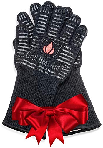 BBQ Gloves Extreme Heat Resistant for Baking, Smoking, Cooking, Grilling, Barbecue, Fireplace, Camping - More Flexibility for Kitchen or Outdoor Than Oven Mitts, Protect Up To 932&deg;F, 14 inch Long Cuff