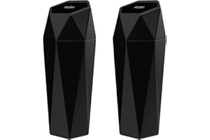 SZEOF Car Trash Can with Lid,Portable Vehicle Auto Car Garbage Can,Diamond Design Mini Garbage Bin for Automotive Car, Home, Office, Kitchen, Bedroom(2 Packs,Black)