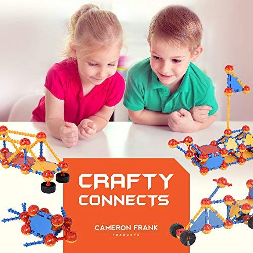 STEM Learning Toys for Boys and Girls Age 3 4 5 6 7, Crafty Connects Construction Building Set for Kids, Educational Childrens Birthday Gift; Creative Engineering Activities (408 Piece Set)