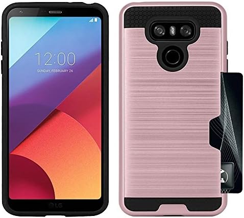 LG G6 Case, Tessera [Dual Armor 2.0][Rose Gold] - Dual Layer Hybrid Armor + Shock Absorption + Slim Fit + Maximum Drop Protection Card Slot TPU Case For LG G6 (2017) 1 Year Manufacturer Warranty