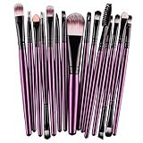 XILALU 15 pcs/Sets Eye Shadow Foundation Eyebrow Lip Brush Makeup Brushes Tool (Purple)