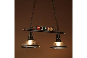 iMeshbean Pool Table Light, 2-Light Pool Table Lighting Fixtures Ceiling Lamp for Game Room Beer Bar Billiard Roon, Real Billiard Ball Design Billiard Pendant Lamp,2 Glass Shades