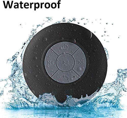 WYNCO Shower Speaker Bluetooth Waterproof Water Resistant Hands-Free Portable Wireless, Built-in Microphone, Solid Suction Cup, Long Play Time (Black)