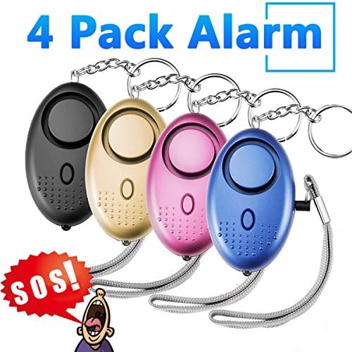 Woqoo 130db Safe sound Personal Security Alarm Keychain, Security Personal Alarm with LED Safety and SOS Emergency Alarm Providing Powerful Safety and Property Assurance for Kids, Women - 4 Pack