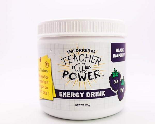 TEACHER POWER (THE ORIGINAL) IN BLACK RASPBERRY SUGAR FREE ENERGY DRINK 70/SERVINGS PER JAR 100MG CAFFEINE WITH B VITAMINS