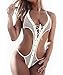 Lena Style White Fishnet See Thru Micro Bikini String Bikinis Monokini Thong Bottom (Medium)