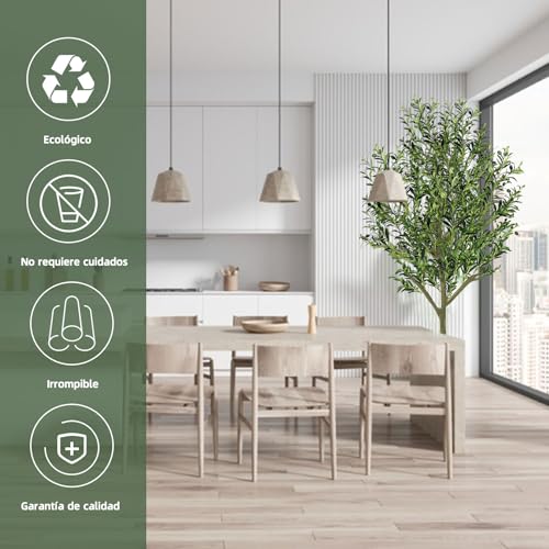 POGEPE Árbol de Olivo Artificial, 6FT/180cm Olivo Artificial Grande Entera Desmontable, Macetas Decorativas Interior Olivo Artificial con Ramas y Frutas, para Decoración Interior Hogar Oficina