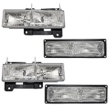 BROCK Driver and Passenger Composite Headlights & Front Signal Marker Lamps Replacement for Chevy GMC Pickup Truck SUV