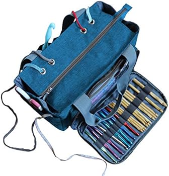 Vondrak Yarn Bags And Totes For Crochet And Knitting Bags And Totes Organizer Crochet Tote Bag And Yarn Organizer With 31 Compartments Blue Yarn Storage Bag Amazon Ae