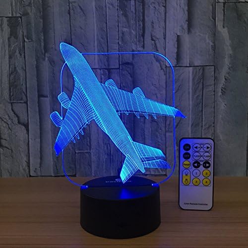 Easuntec Baby Night Light Toy Plane 3d Night Light Beside Lamp Help Kids Fell Safe at Night Remote Control Adjustable 7 Colors Great Gift Idea for Kids Special Toy for Kids by Csygood(Toy Plane)