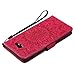 A-slim Galaxy J3 Emerge Wallet Case, Sun Pattern Embossed PU Leather Magnetic Flip Cover Card Holders Hand Strap Purse Case for Samsung Galaxy J3 2017 / J3 Prime/Amp Prime 2 / Express Prime 2 Red