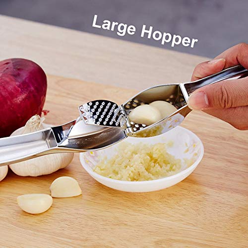 Garlic Press Crusher and Mincer with Sturdy Construction - Professional Food Grade, Rust proof, Easy Squeeze and Clean, Dishwasher Safe, By Venoya