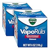 Vicks VapoRub Cough Suppressant Chest and Throat Topical Analgesic Ointment, 6 Ounce (Pack of 2)