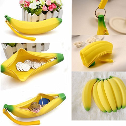Efbock Novelty Silicone Portable Banana Coin Pencil Case Purse Bag Wallet Pouch