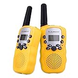 FLOUREON Two Pack 22 Channel Walkie Talkies for Kids Children Two Way Radio 3000M (MAX 5000M Open Field) UHF Long Range Handheld Yellow