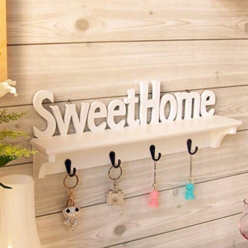 Raza Great Vogue "Sweet Home" Shelves Wall Rack Wooden&amp;PVC Home Holder Storage Hanger Decors