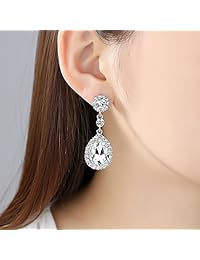 Mecresh - Juego de pendientes y pulseras con forma de lágrima y flores, cristal austriaco, para mujeres o damas de honor