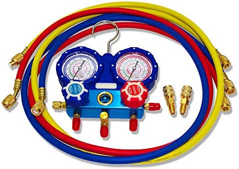 R410 Freon Gauges HAVC AC Manifold Gauge Set R410A R22 R404A R407C Refrigeration Tools with Hoses Coupler Adapters