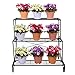 MyGift Black Metal Plant Stand, 3-Tier Decorative Indoor Outdoor Flower Pot Holder Rack, Multiple Planter Pot Storage Shelf for Garden Patio Balcony Porch Corner Living Room