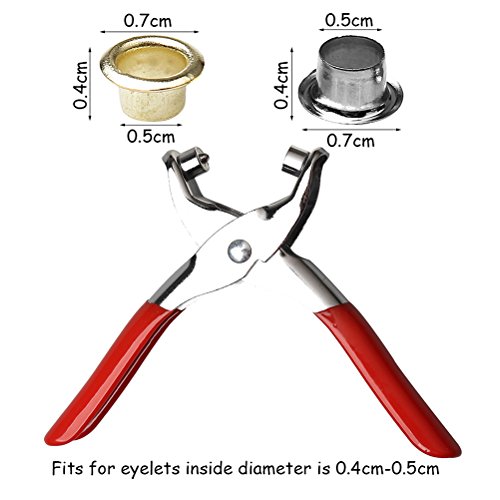 Color Scissor 1/4" Grommet Eyelet Setting Plier With 100 PCS Silver And 100 PCS Gold Eyelets Grommets, Eyelets Punch Holes Hand Pliers Tool For Making Holes in Leather/Clothes/Shoes/Fabric/Belts etc.