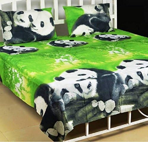 MAD DECOR HOUSE SOMAY Home Furnishing 155Thread Count Cotton Double Bedsheet (Panda)