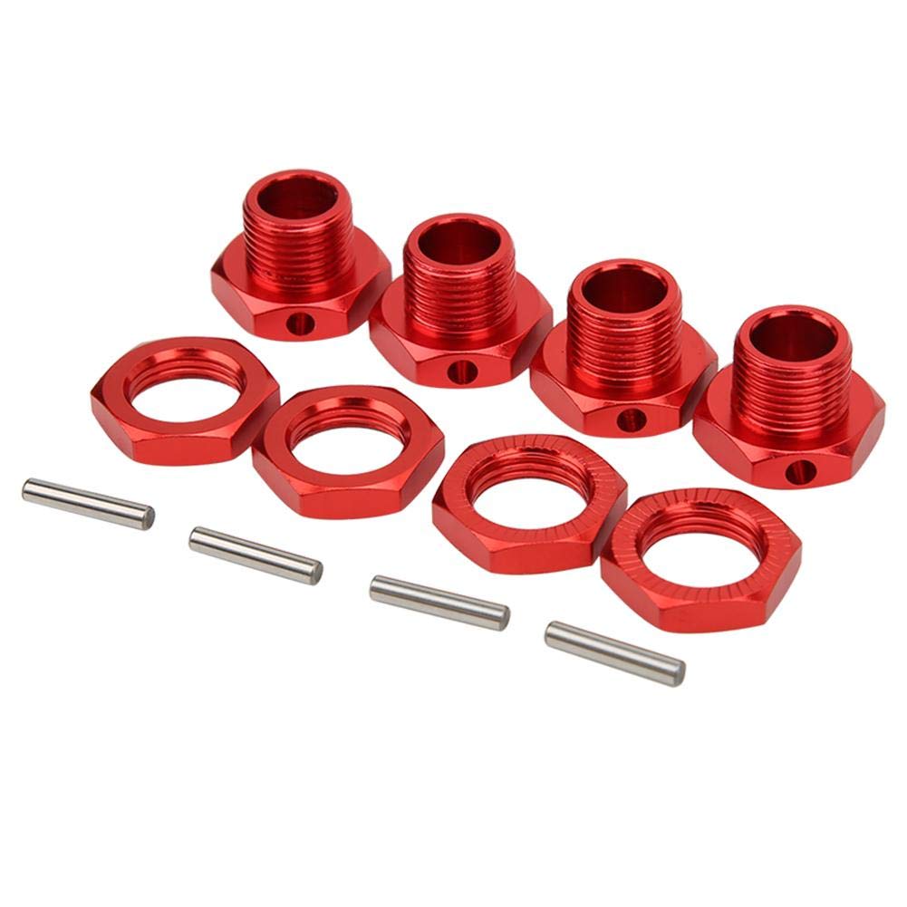 4Pcs RC Hex Coupler Kit, 17MM Wheel Hex Coupler Aluminum Alloy Toy Car Hex Driver for 1/8 RC Vehicle(Red)