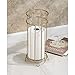 mDesign Decorative Free Standing Toilet Paper Holder Stand with Storage for 3 Rolls of Toilet Tissue - for Bathroom/Powder Room - Holds Mega Rolls - Durable Metal Wire Design - Pearl Champagne