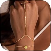 Christmas Gifts for Women Hand Chain Bracelet for Women - Dainty 14k Gold Plated Minimalist Finger Ring Bracelet Stack Letter A-Z Initial Link Charm Bracelets Non Tarnish Trendy Jewelry Gifts