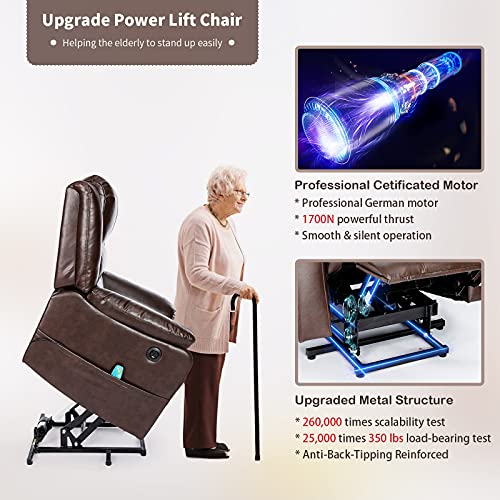 Vicluke Breath Leather Power Lift Recliner Chair with Massage and Heat for Elderly, Electric