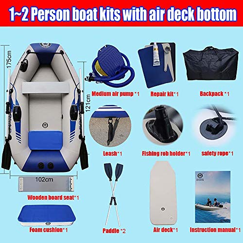Lk-home Ensemble De Bateau Gonflable Pour 2 Personnes, Radeau De Canot Pneumatique Avec Avirons Et Pompe En Aluminium…