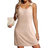 Dokotoo Swimsuit Coverup for Women Scoop Neck Sleeveless Sheer Beach Dresses Side Slit Vacation Bathing Suit Cover Up