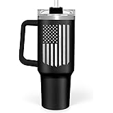 SANDJEST American Flag Tumbler with Handle, America 40oz Stainless Steel Insulated Coffee Mug with Lid & Straw, America Gifts for Men Women, USA Tumblers Cup Gift for Christmas