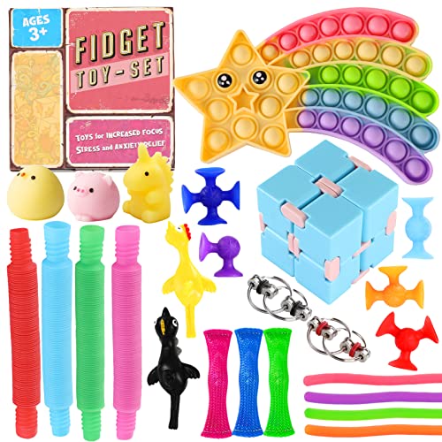 KLT Fidget Pack,25Pcs Sensory Fidget Toy Pack, Cheap Fidget Toys for