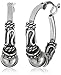 Amazon Collection Sterling Silver Balinese Beaded Hoop Earrings