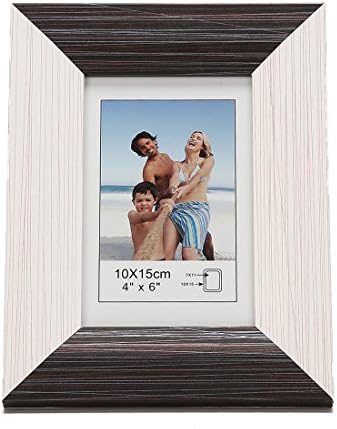 4x6 Inches MDF Wooden Picture Frame with Glass Front (4x6, Black and White)
