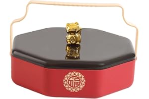 Ｂｅｓｇａ Snack Platter 5 Compartments with Handle Chinese New Year Desk Ornament Candy Fruits Container Versatile, 1 Layer