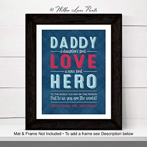 Malertaart Fathers Day From Son Daughter Kids Fathers Day Gift Ideas Daddy Hero Print Or Canvas A Daughters First Love Fathers Day Gift From Kids Framed Wall Art Pictures Picture Frames