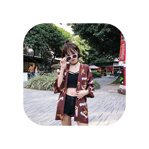 Kimonos Woman Japanese Kimono Cardigan Cosplay Shirt Blouse for Women Japanese Yukata Kimono,Color15,One Size