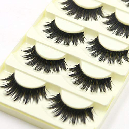 Sdoo Fake Eyelashes Makeup Hand-made Thick Crisscross Deluxe False Lashes Black Band Nature Long Reusable 5 Pairs Pack (A) - Thumbnail 7
