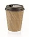 MyHomeIdeas Hot Insulated Paper Cups with Lids For Coffee Tea Espresso Latte - Ripple Insulated Eco Friendly Unspillable Sturdy Construction | Disposable Craft Large Reusable | 12 Oz / 50 Count