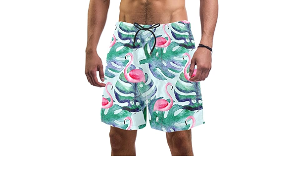 Flamingo Swim Trunks Elastic Swimsuit 