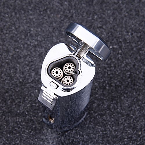 BS Cigar Cutter and Lighter Set, Cigar Punch Lighter Triple Jet Flame Butane Cigarette Torch Lighter (Silver)
