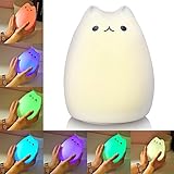 Litake Cat Night Light, USB Rechargeable Night Lights for Kids, Cute Multicolor Silicone Soft Kitty Nursery Lamp with Warm White and 7-Color for Kids, Baby, Children (Celebrity Cat)