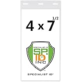 10 Pack - Vertical Oversize 4X7 Inch - Vinyl Large Credential or Ticket Holder for Pit Passes and Special Event Badges (4 x 7 1/2 Insert) by Specialist ID