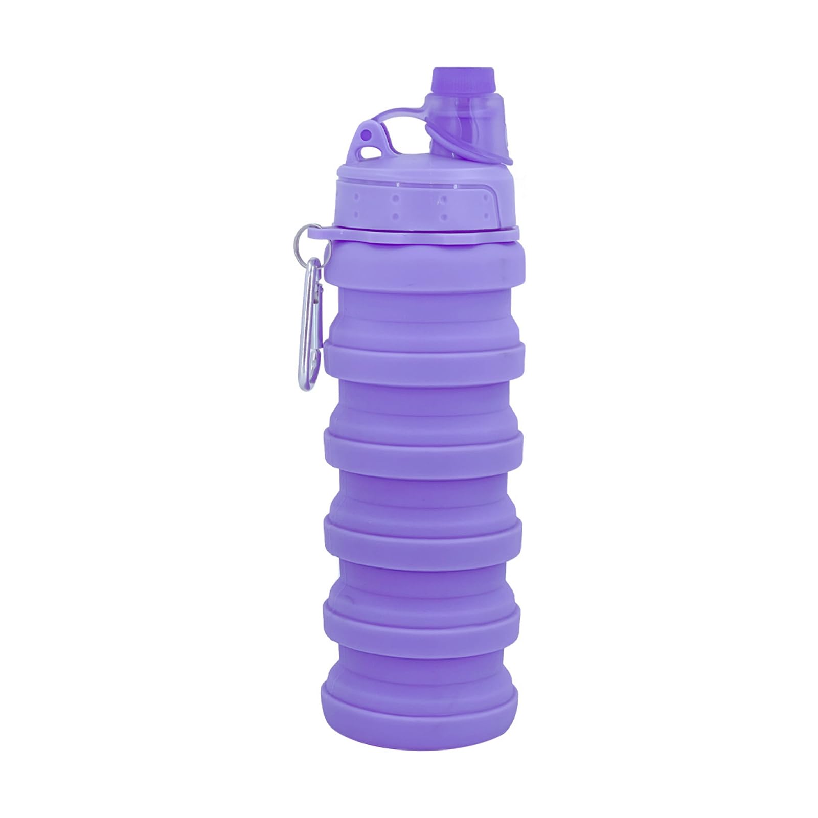 Photo 1 of YCTMALL Collapsible Water Bottles Travel Sports Portable Sport Water Bottle comes with mountaineering Buckle 500ml silicone Water-proof camping water bottle (Purple Color)