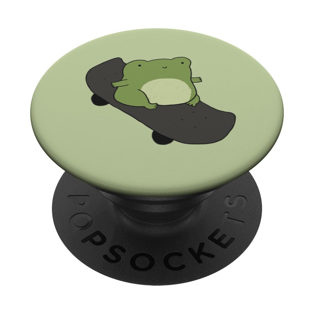 Cottagecore Aesthetics Cute Frog on Skateboard PopSockets Adhesive PopGrip