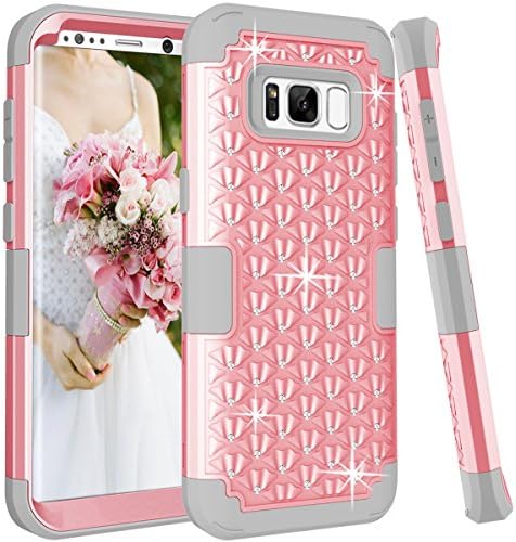 Samsung Galaxy S8 Plus Case,Galaxy S8+Plus Case Darmor 3in1 Hybrid Heavy Duty Shockproof Hard PC Soft Silicone Combo Diamond Studded Bling Rhinestone Case Cover for Galaxy S8+ Plus