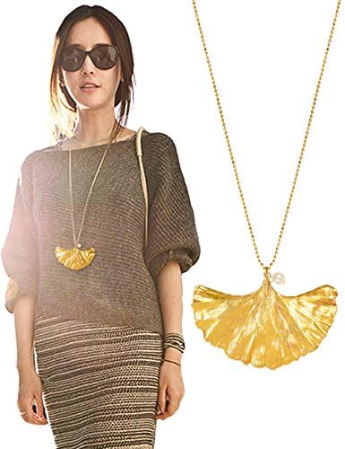 Women Jewelry Gold Plated Necklace Natural Leaf Necklace Bohemian Pendant Fashion For Women Christmas Gifts Birthday Gifts for Girlfriend Women Anniversary Gifts for Her Long Necklaces For Women