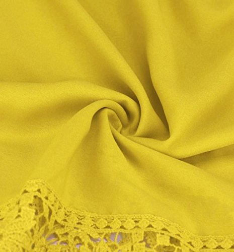 PHOTNO Fashion lace chiffon blouse long sleeve shirt women loose cotton tops t shirts S-XXXXXL (XXXXXL, Yellow) - Thumbnail 4